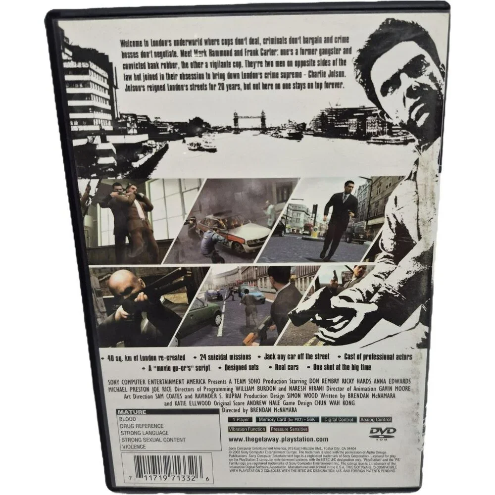 Sony PS2 The Getaway PlayStation 2 Game Complete With Case & Manual
